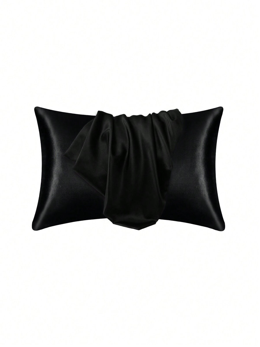 1pc Satin Solid Color Pillowcase, Soft Pillow Cover With Envelope Closure For Bedroom, Bedding Supplies