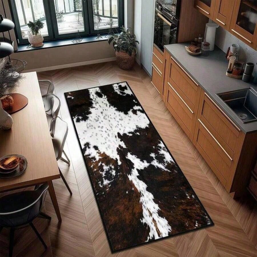 (1/2/3pc)Cow Print Runner Rug 2x6 Western Rugs Cowhide Throw Carpet Washable Kitchen R...